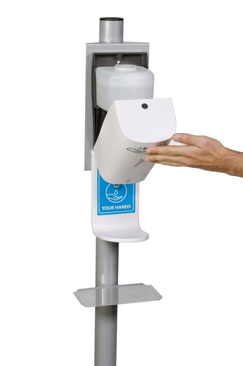 Automatic Hand Sanitiser Stand - Close up - Dispenser Refill 1