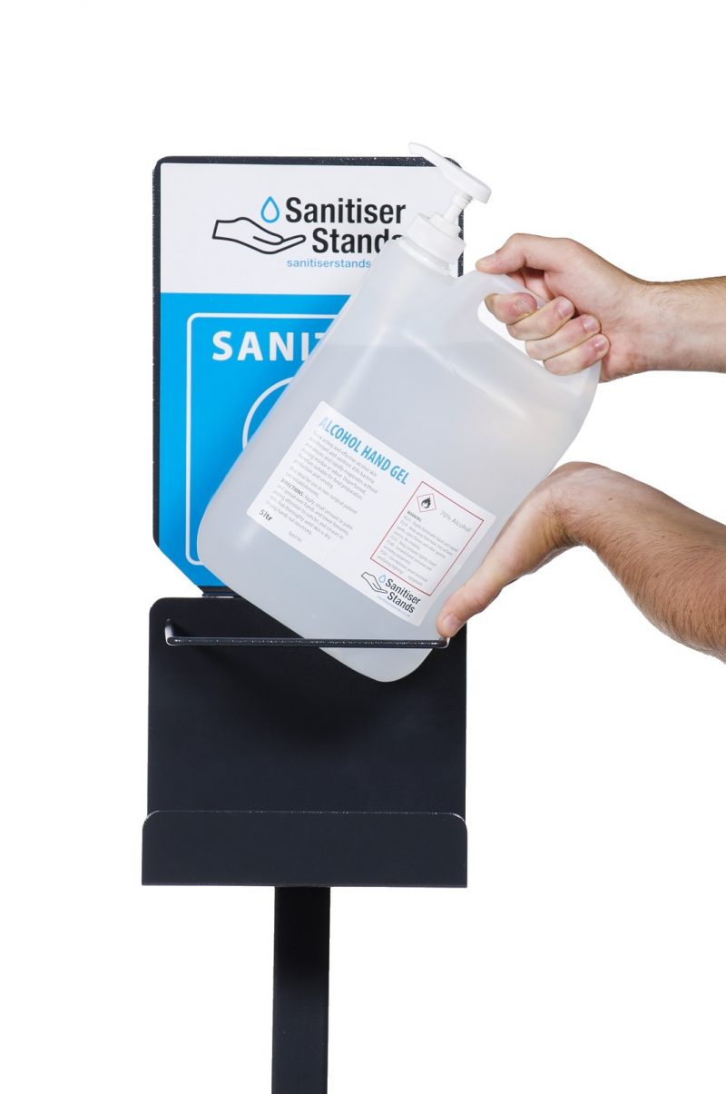 5 Litre Cradle Sanitiser Stand Refill Action shot