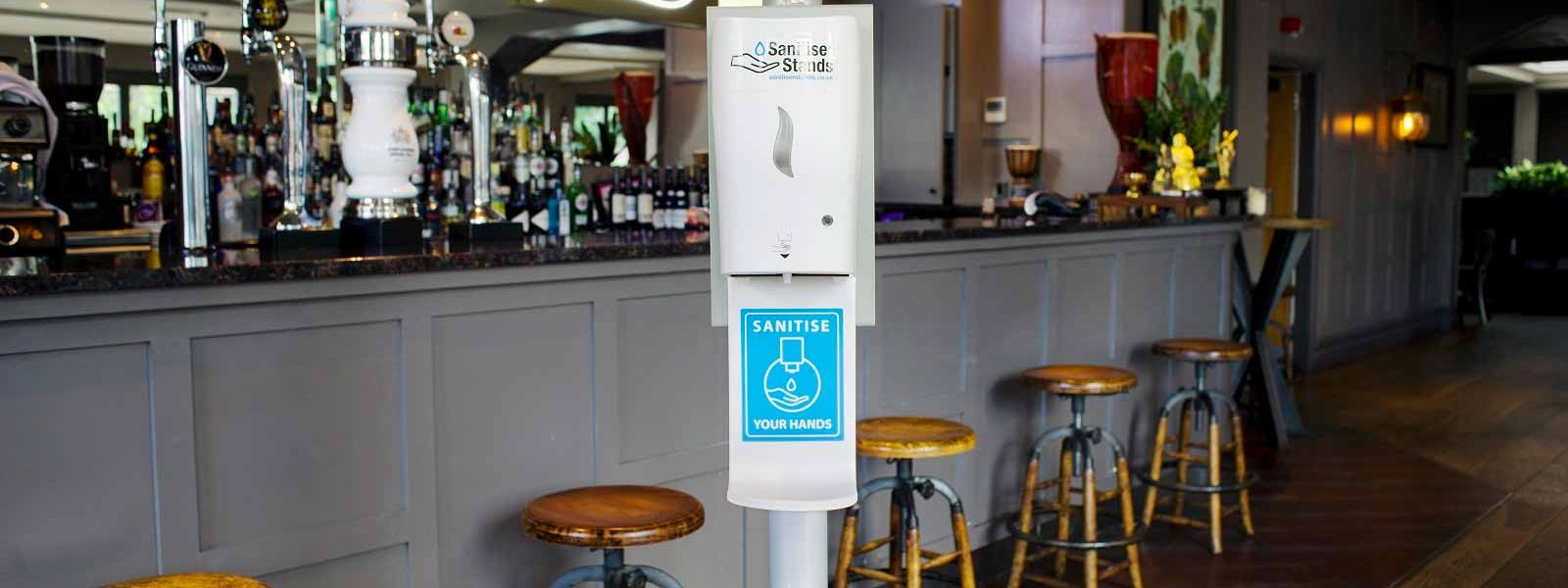 Automatic Hand Sanitiser Stand - Bar Location Shot